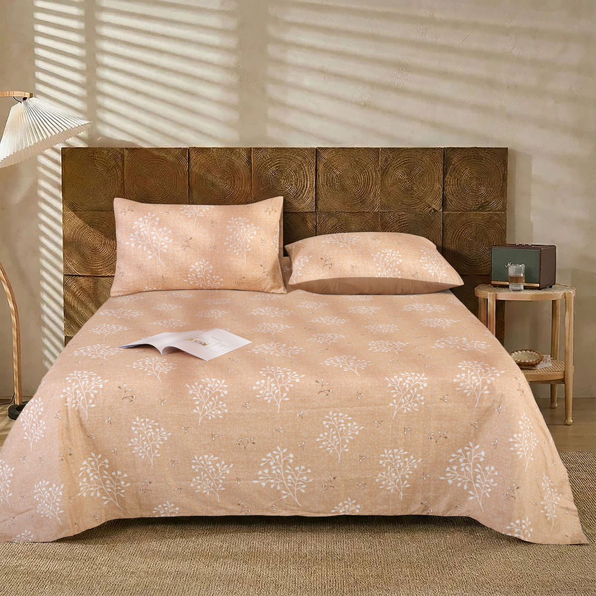 3 PCS Feather Bedsheet Set Peach Blossom