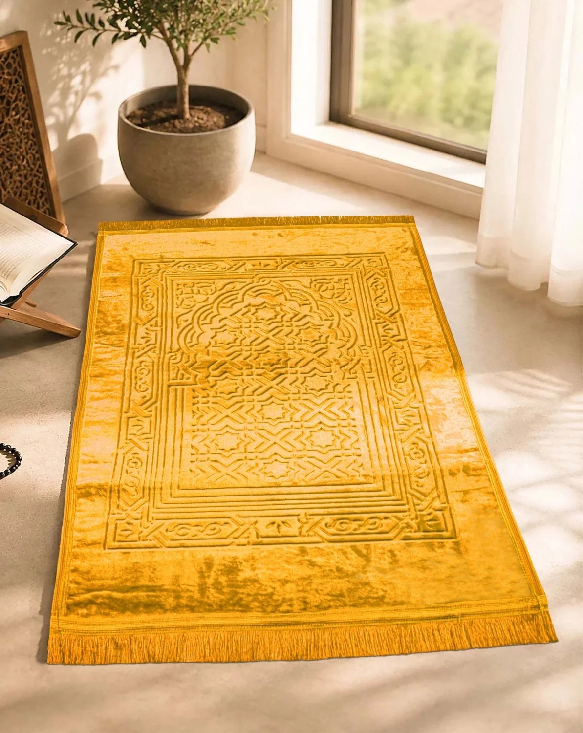 Qiblatain Prayer Mat Mustard