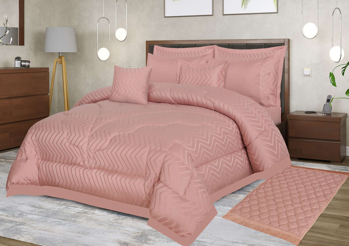 Textured Quilted Comforter Set 9 pcs with cuff