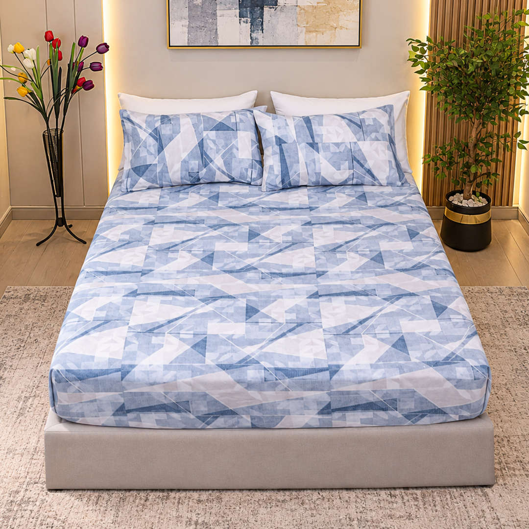Feather Gold 5 Pcs Printed Fitted Sheet Set FG-114