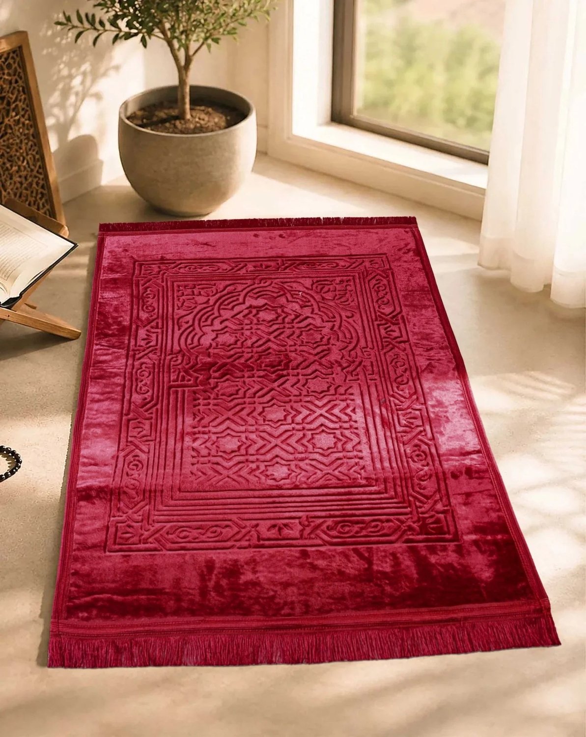 Qiblatain Prayer Mat Maroon