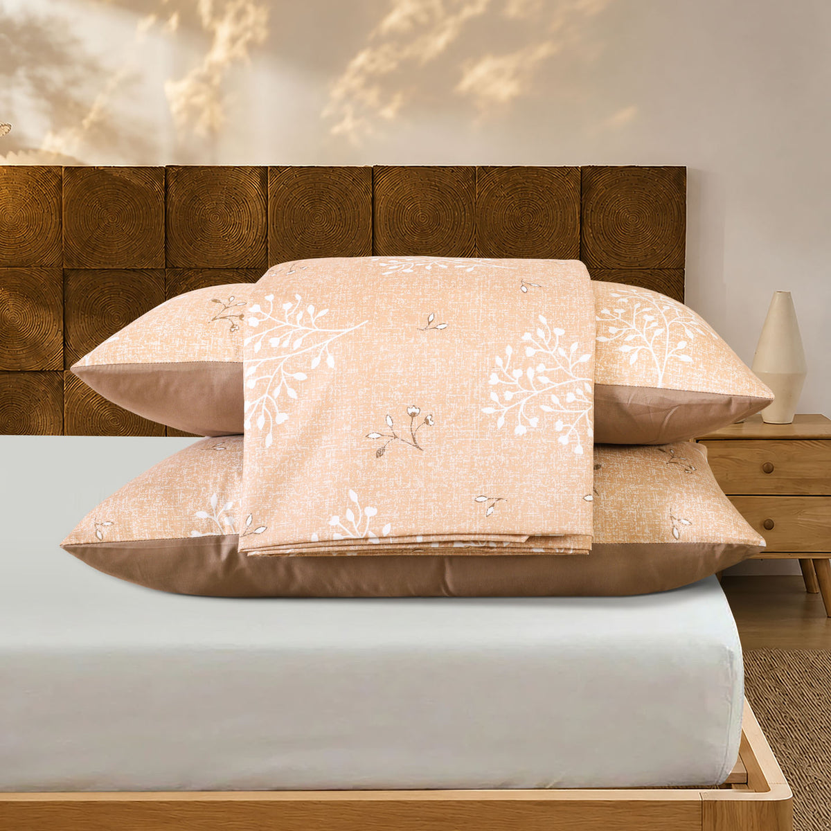 3 PCS Feather Bedsheet Set Peach Blossom