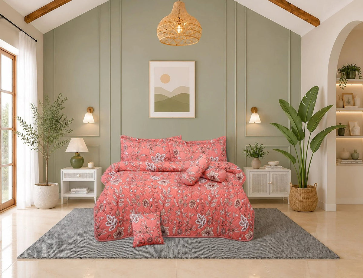 7 Pcs Leaf Collection Quilted Bedspread Set LF-401