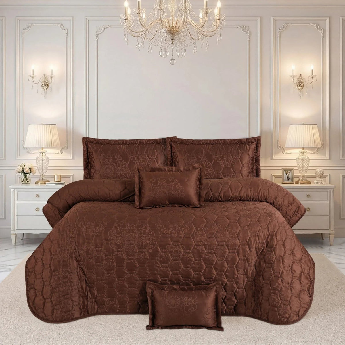 Spring collection – 5 Pcs Bedspread Set - Brown 01