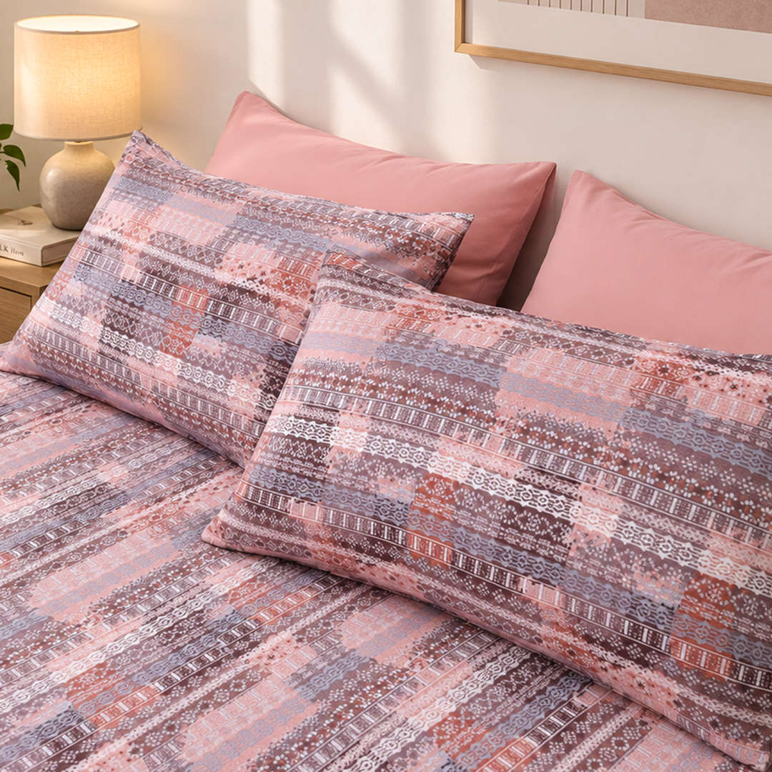 Feather Gold 5 Pcs Printed Fitted Sheet Set FG-110