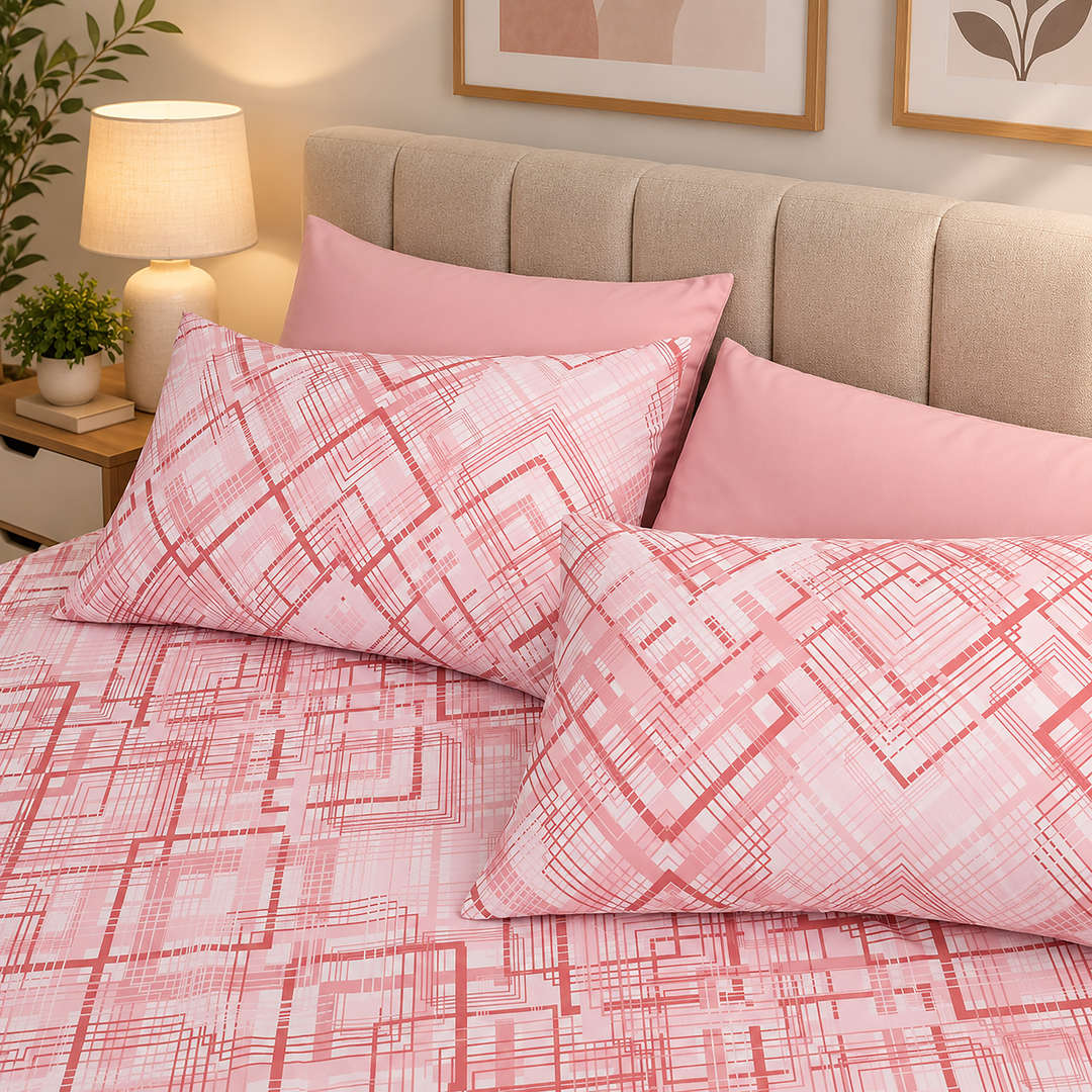 Feather Gold 5 Pcs Printed Fitted Sheet Set FG-113