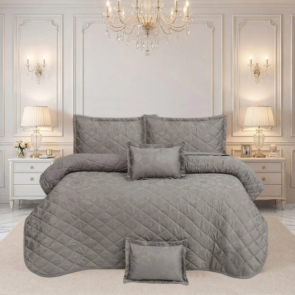 Spring collection – 5 Pcs Bedspread Set - Grey 01