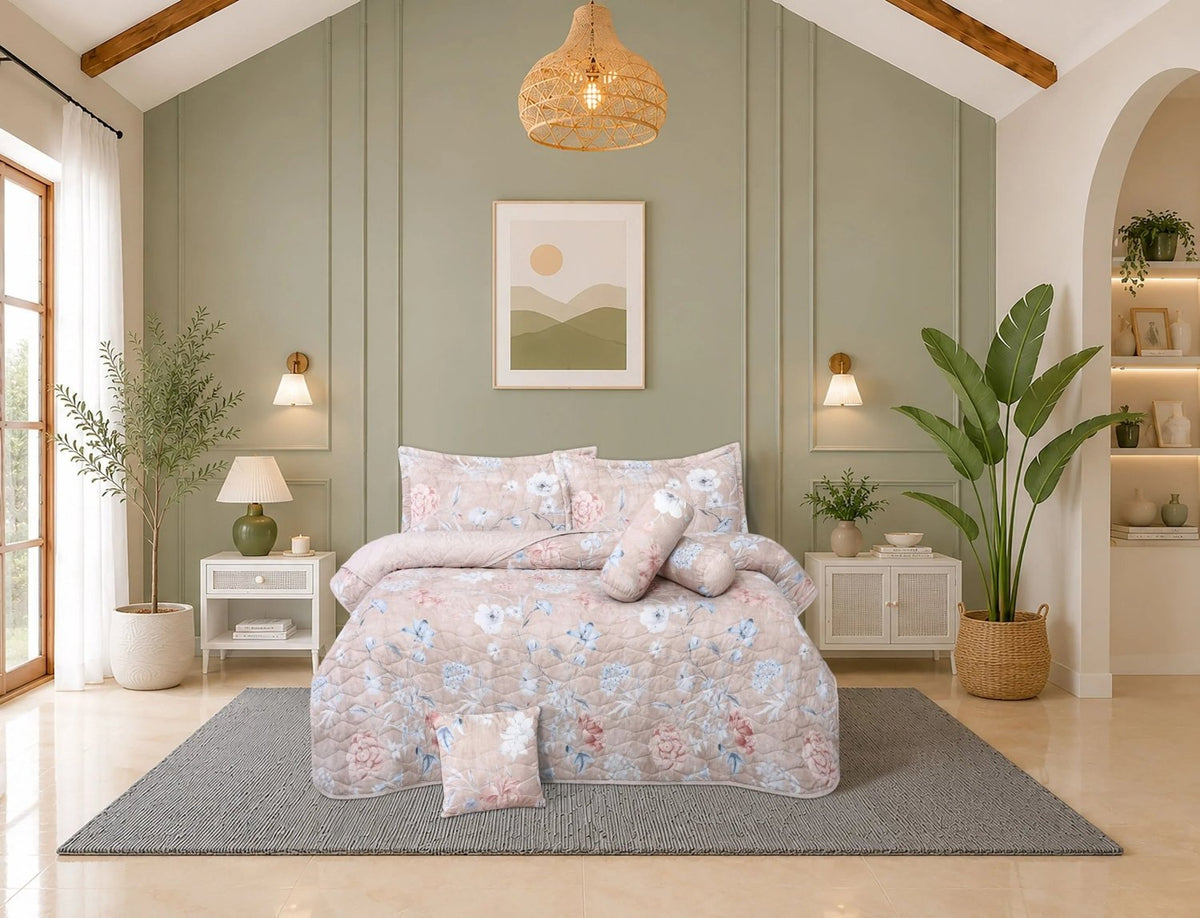 7 Pcs Leaf Collection Quilted Bedspread Set LF-402