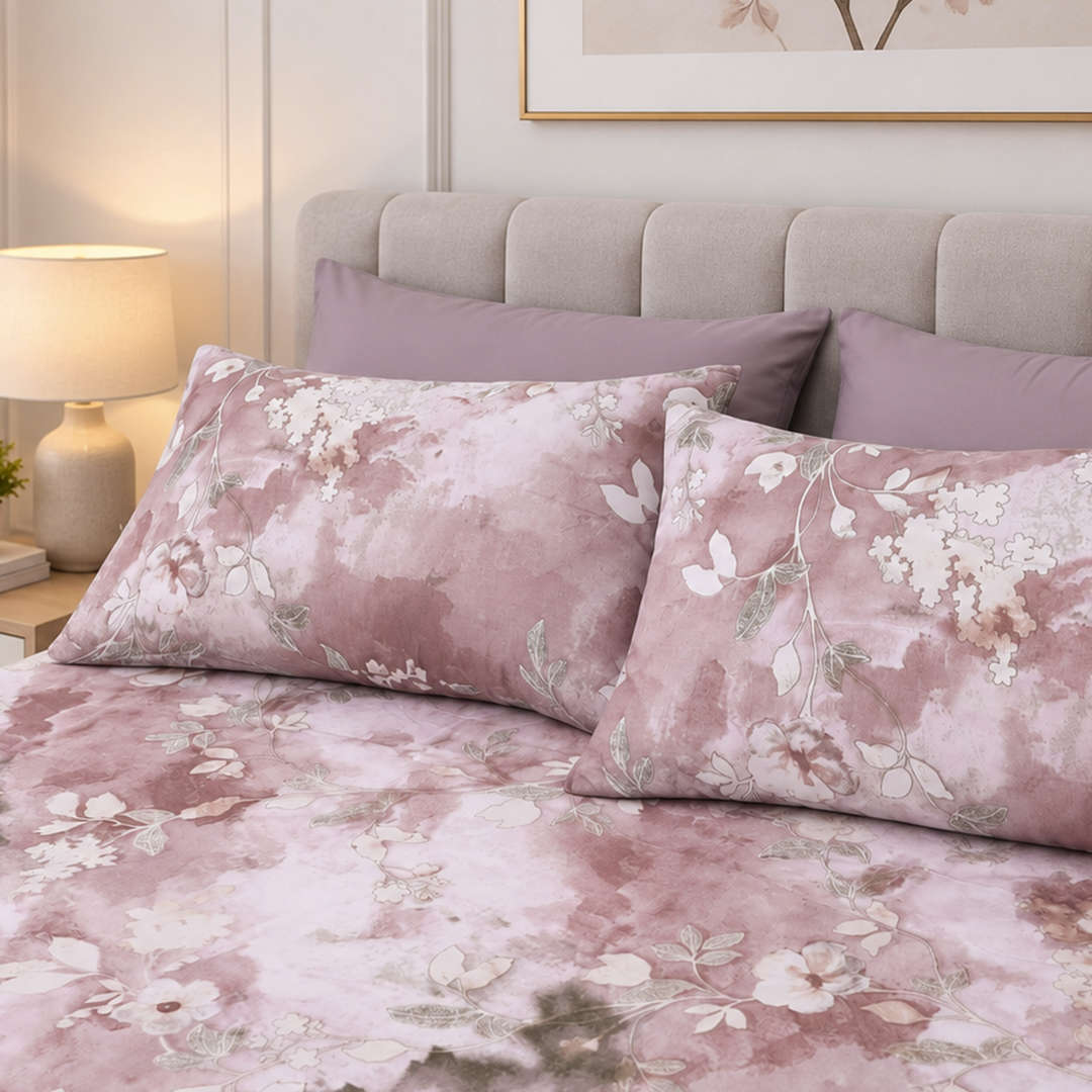 Feather Gold 5 Pcs Printed Fitted Sheet Set FG-112