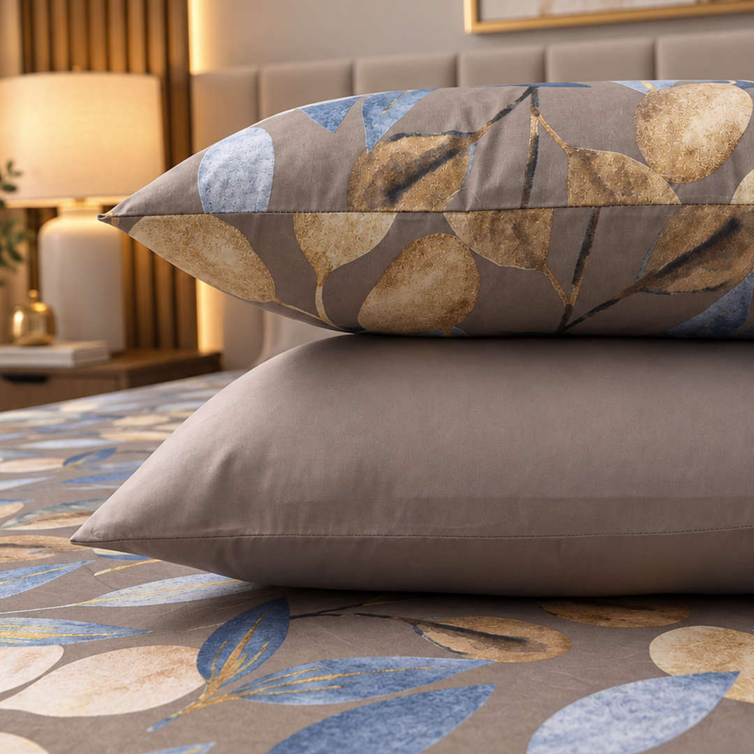 Feather Gold 5 Pcs Printed Fitted Sheet Set FG-102