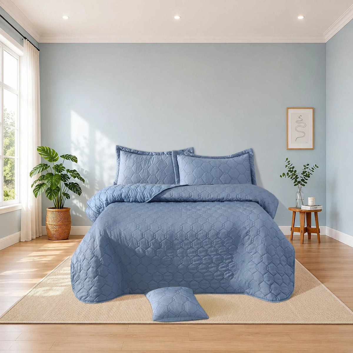 wrinkle Krinkle 5 PCS Bedspread set - Brown