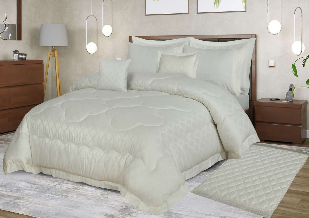 Textured Quilted Comforter Set 9 pcs with cuff