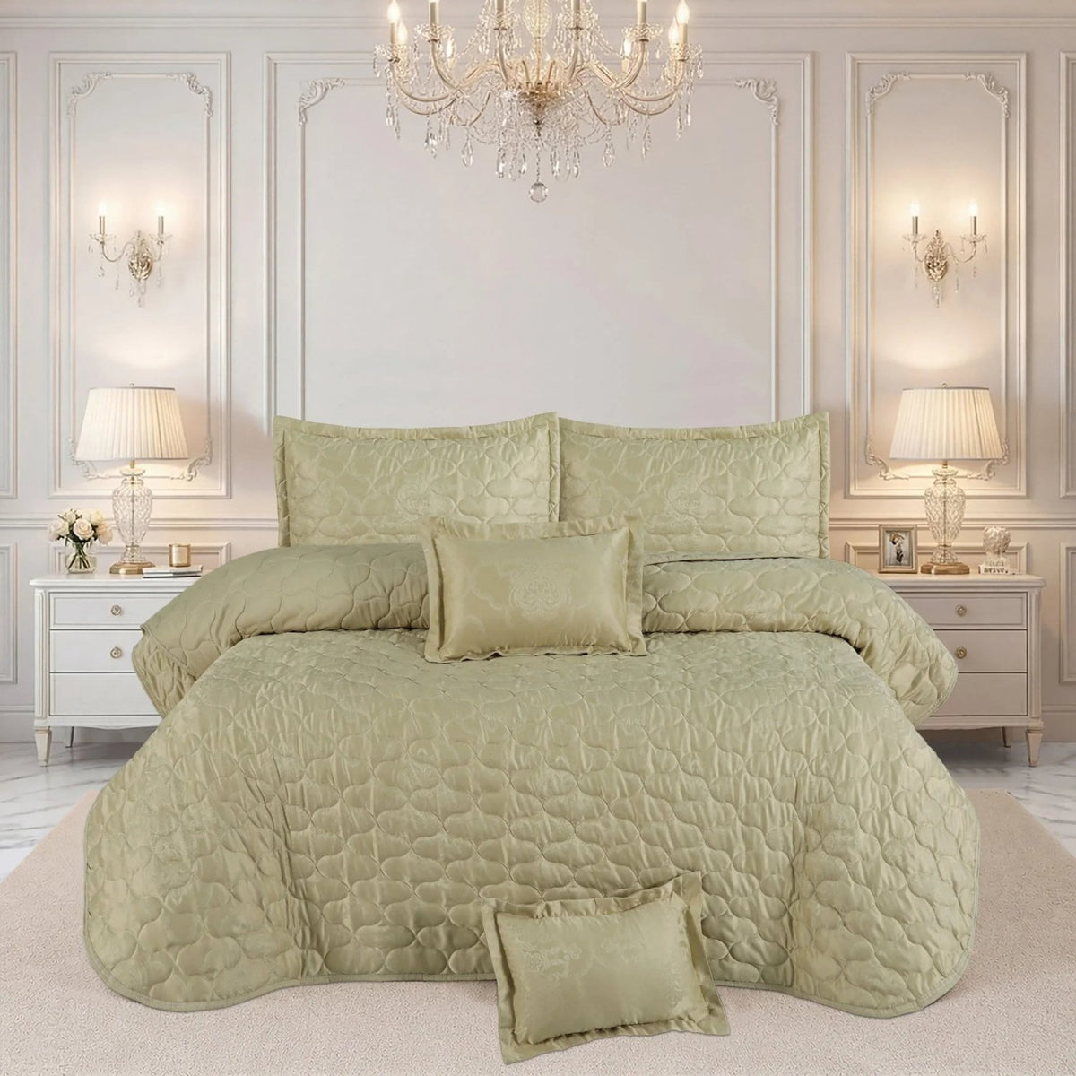 Spring collection – 5 Pcs Bedspread Set - Beige 02