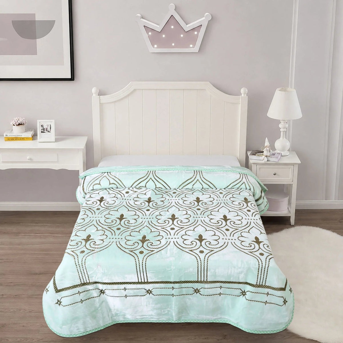 Zardozi 2-Ply Color Embossed Single Blanket – Green