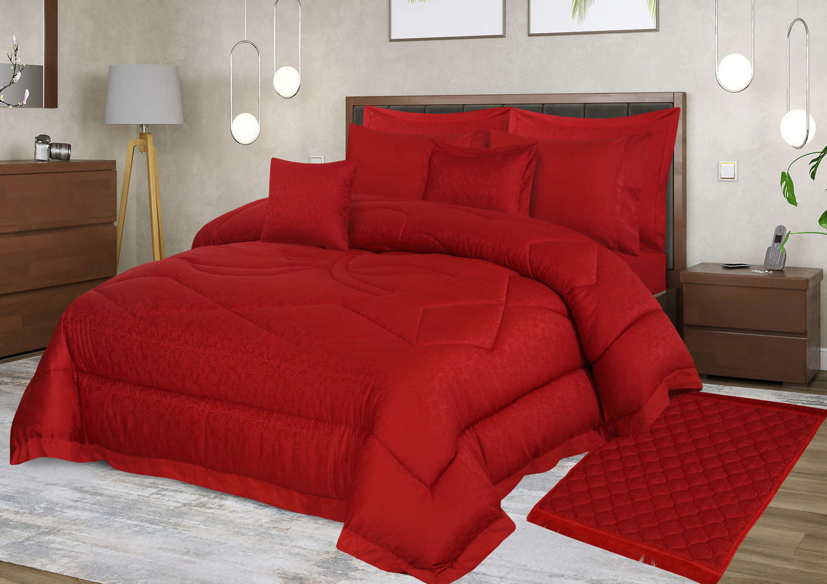 Textured Quilted Comforter Set 9 pcs with cuff