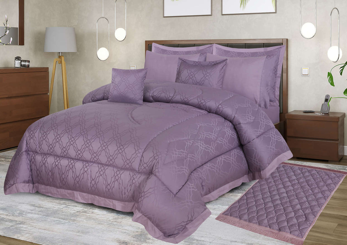 Textured Quilted Comforter Set 9 pcs with cuff