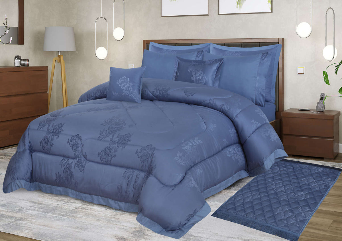 Textured Quilted Comforter Set 9 pcs with cuff