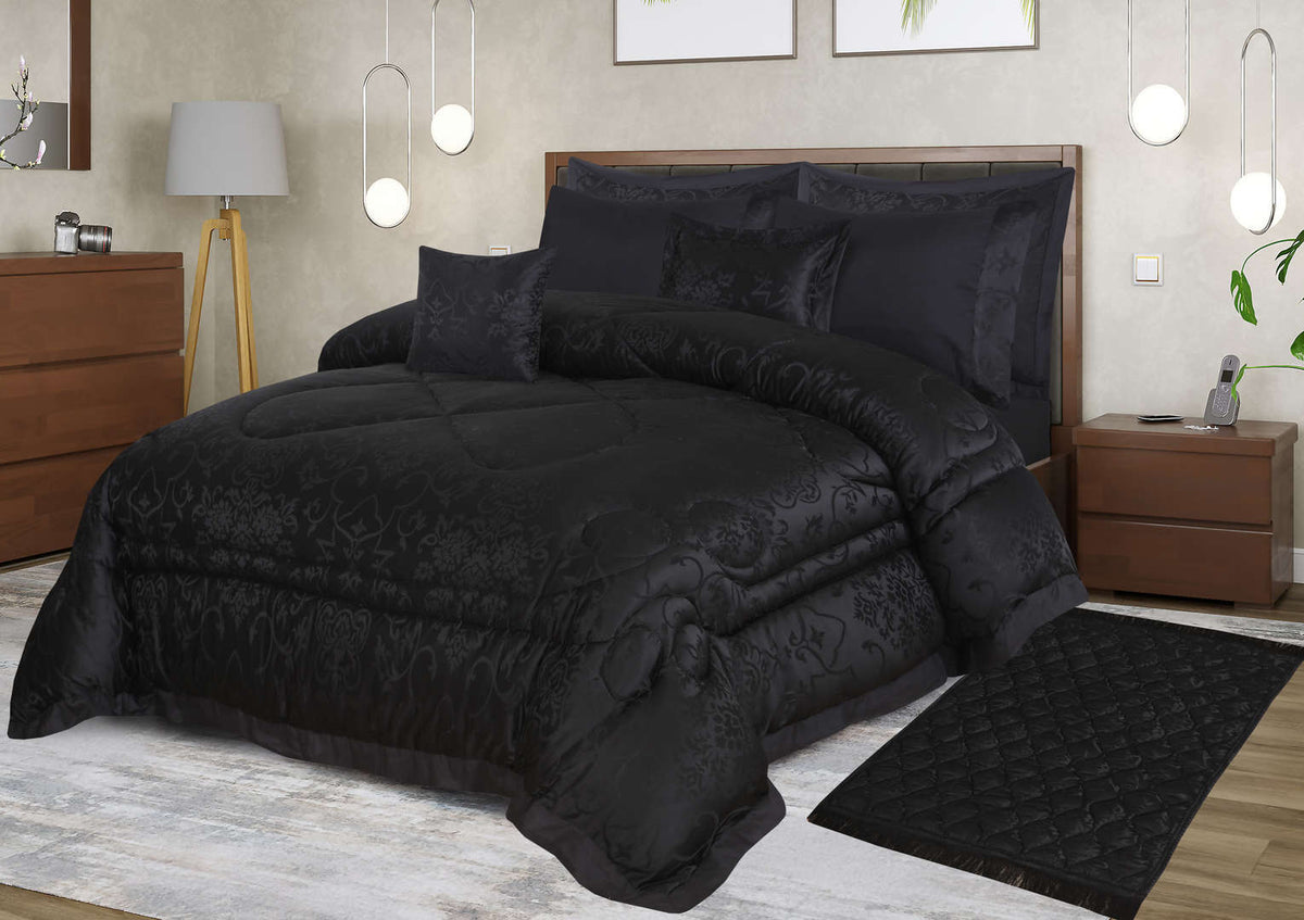 Textured Quilted Comforter Set 9 pcs with cuff