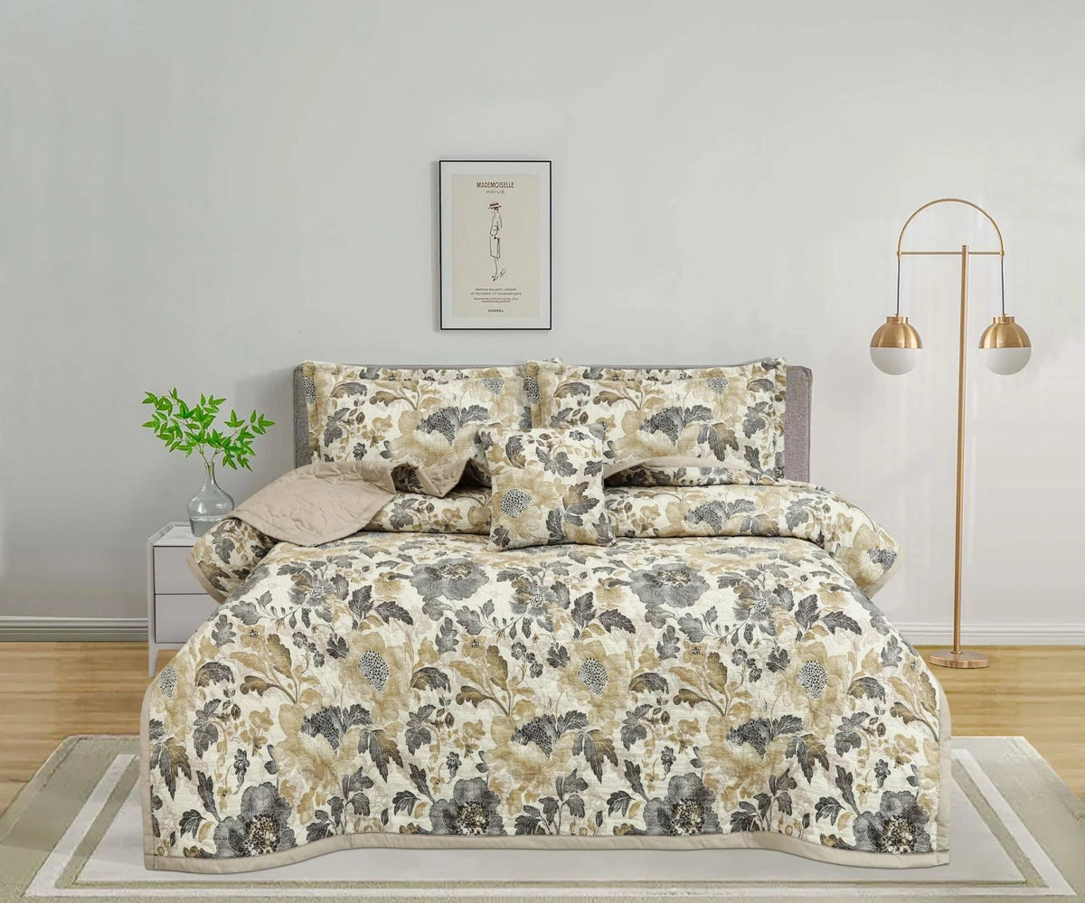 Lovely Linen Autumn Floral 5 PCS Bedspread