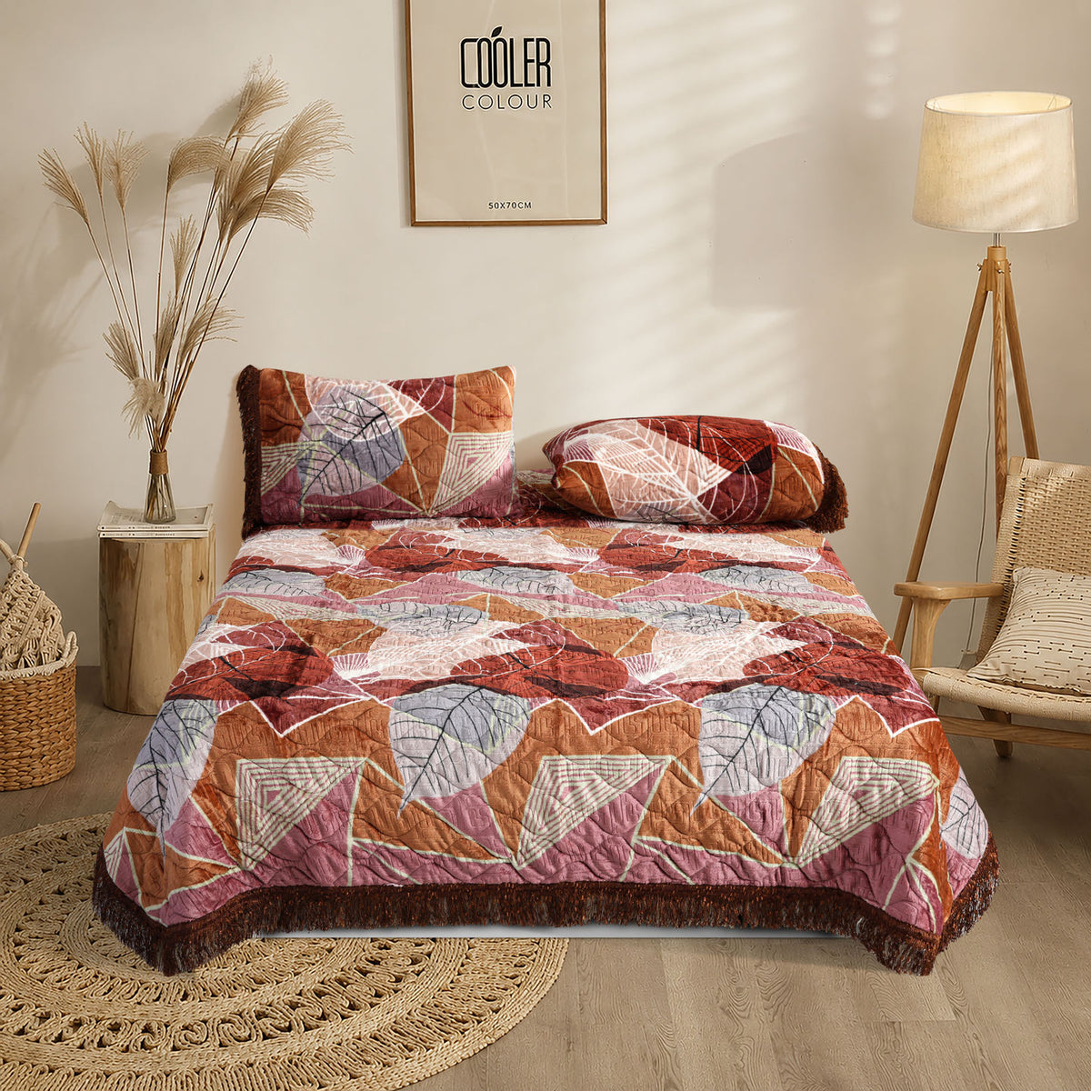 SPLENDOR Embossed 3 Pcs BEDSPREAD SET SP-706