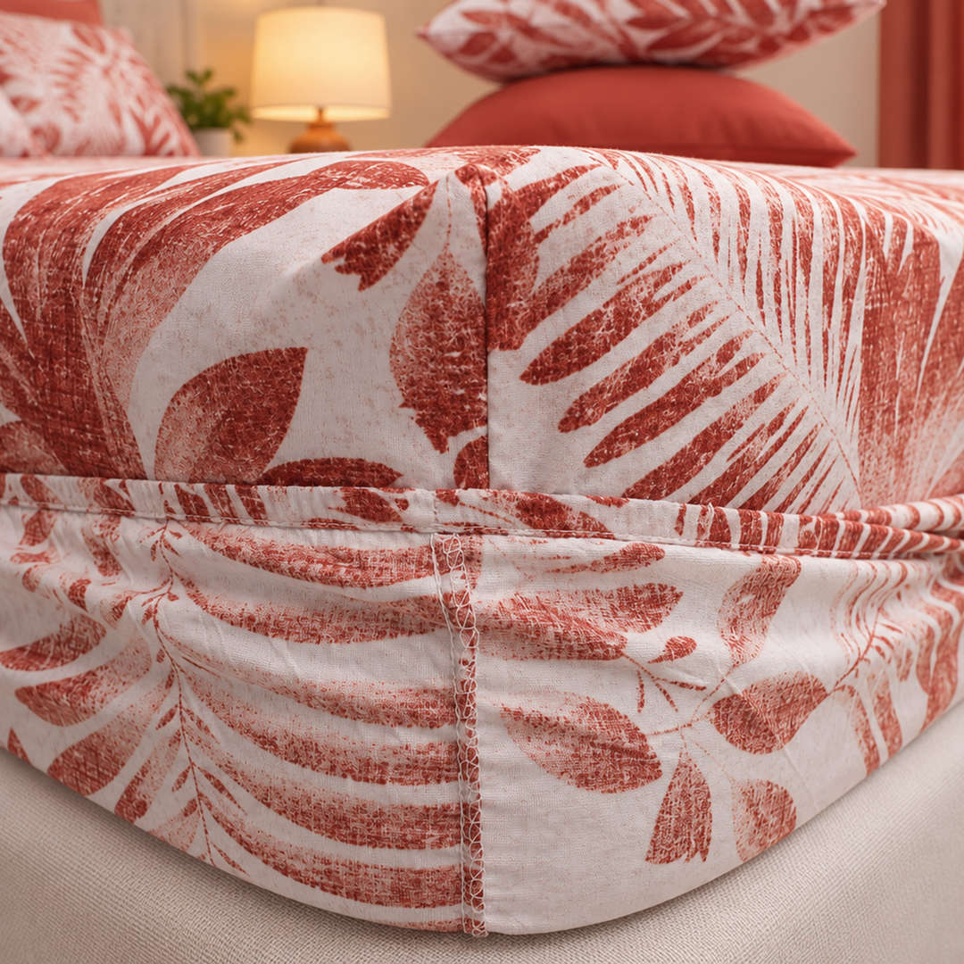 Feather Gold 5 Pcs Printed Fitted Sheet Set FG-103