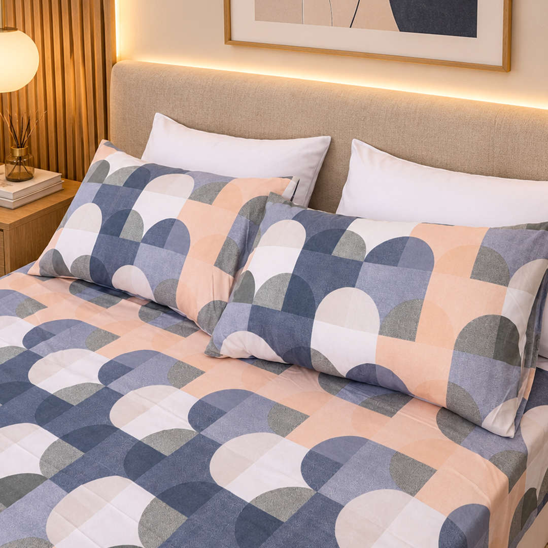 Feather Gold 5 Pcs Printed Fitted Sheet Set FG-104