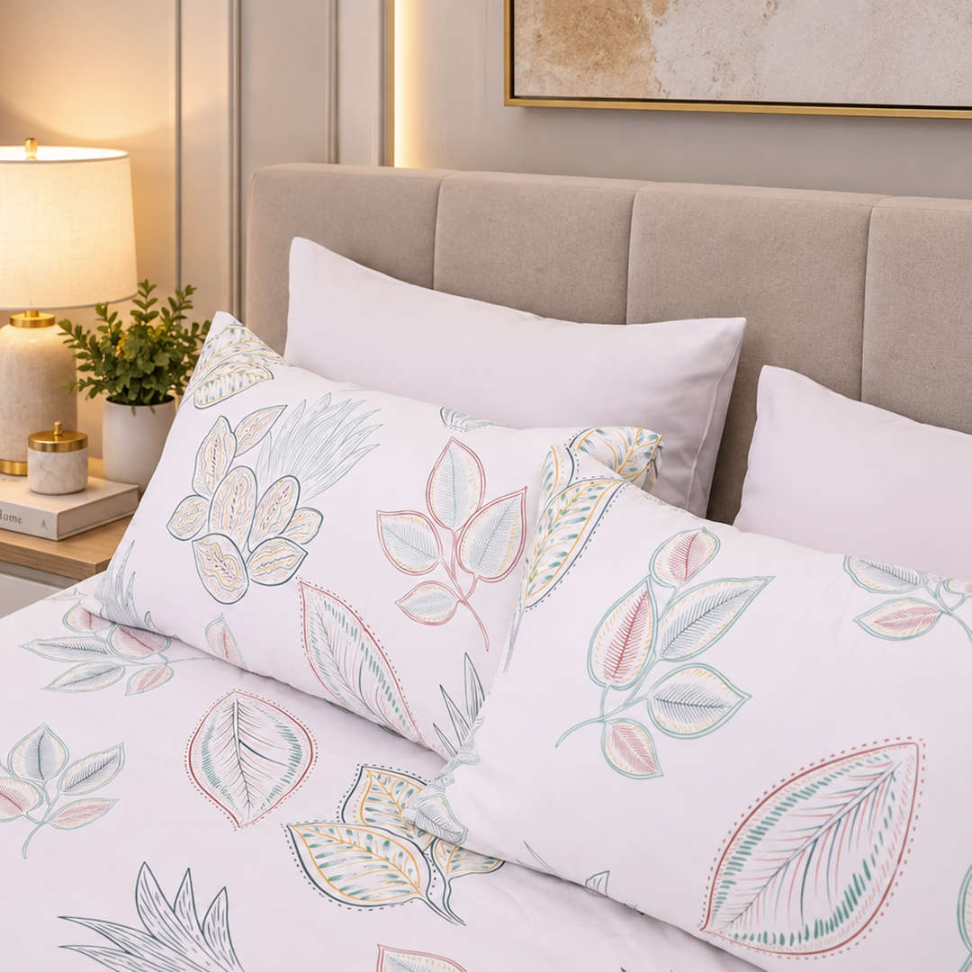 Feather Gold 5 Pcs Printed Fitted Sheet Set FG-101
