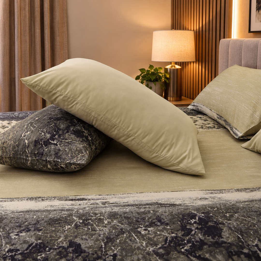 Feather Gold 5 Pcs Printed Fitted Sheet Set FG-105