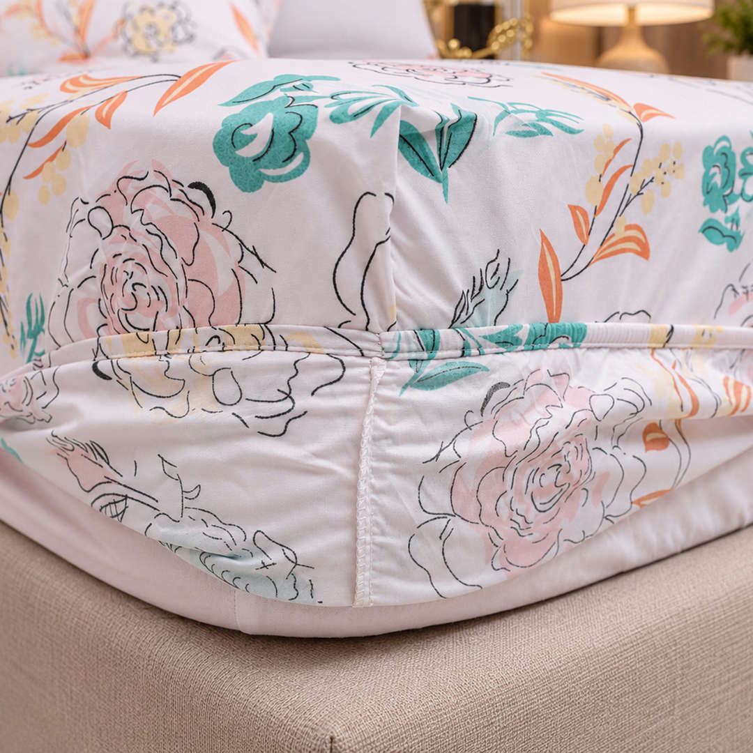 Feather Gold 5 Pcs Printed Fitted Sheet Set FG-107