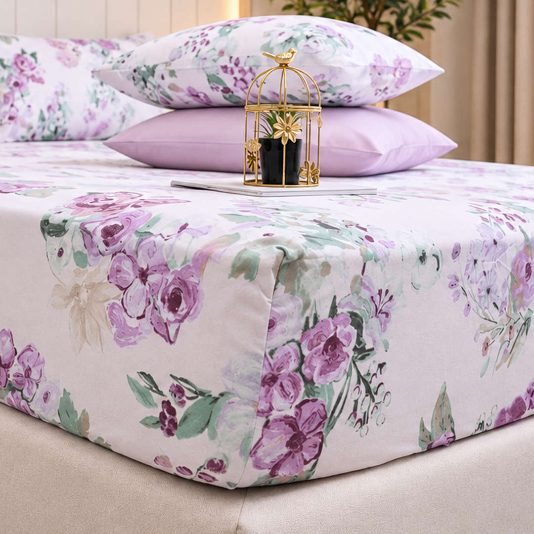 Feather Gold 5 Pcs Printed Fitted Sheet Set FG-109