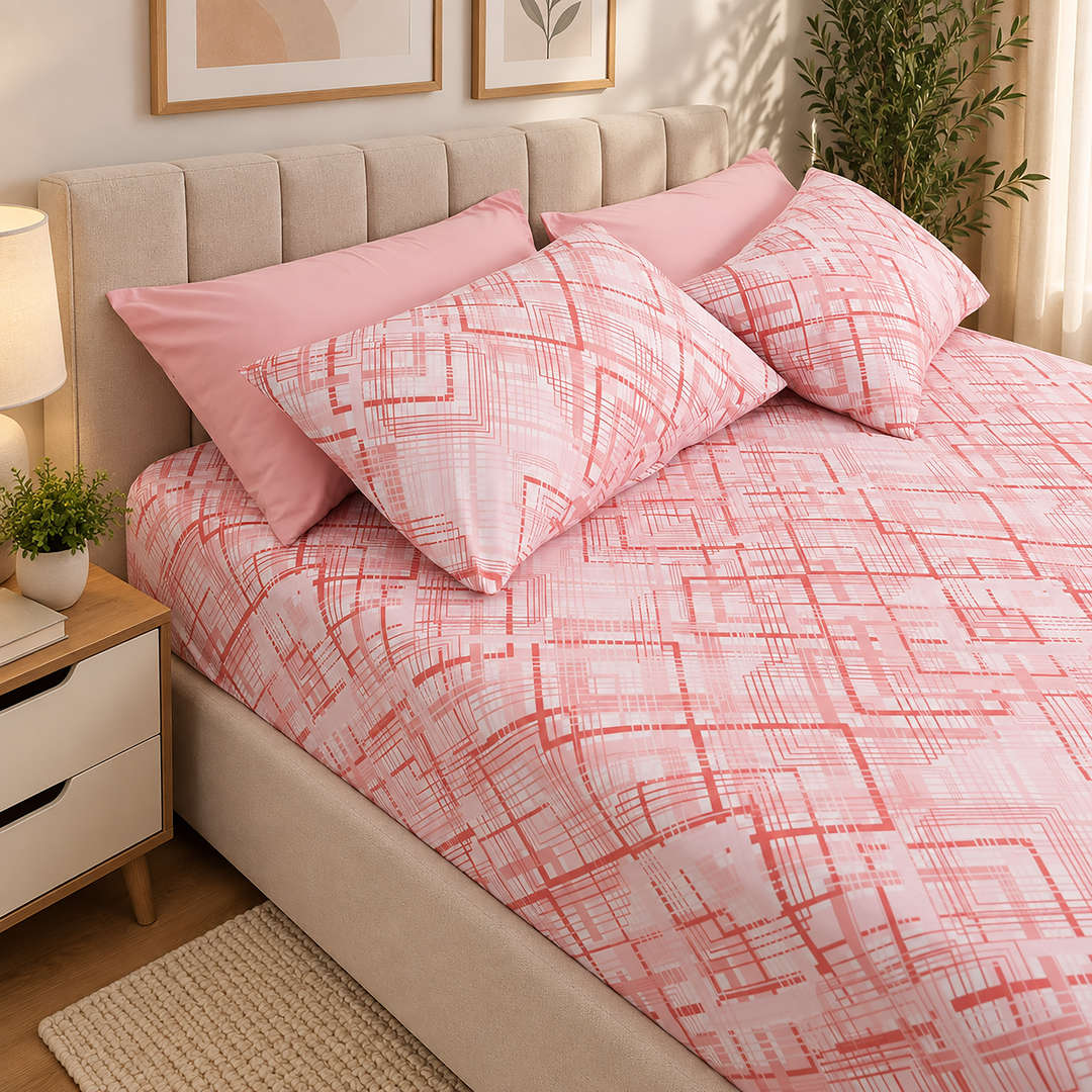 Feather Gold 5 Pcs Printed Fitted Sheet Set FG-113
