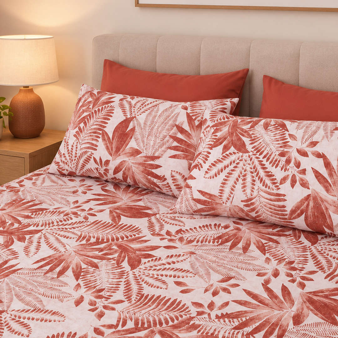 Feather Gold 5 Pcs Printed Fitted Sheet Set FG-103