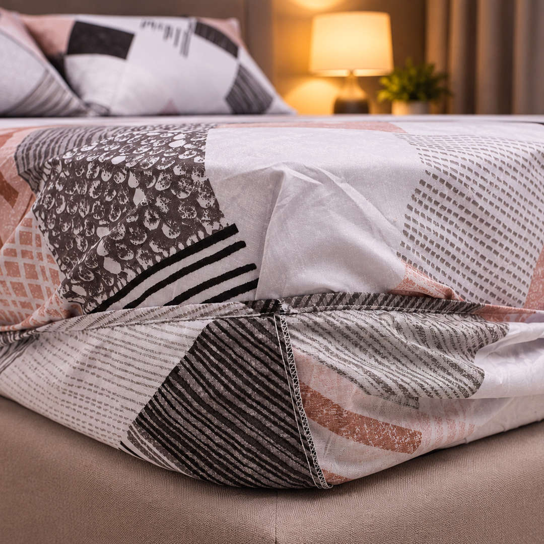 Feather Gold 5 Pcs Printed Fitted Sheet Set FG-108