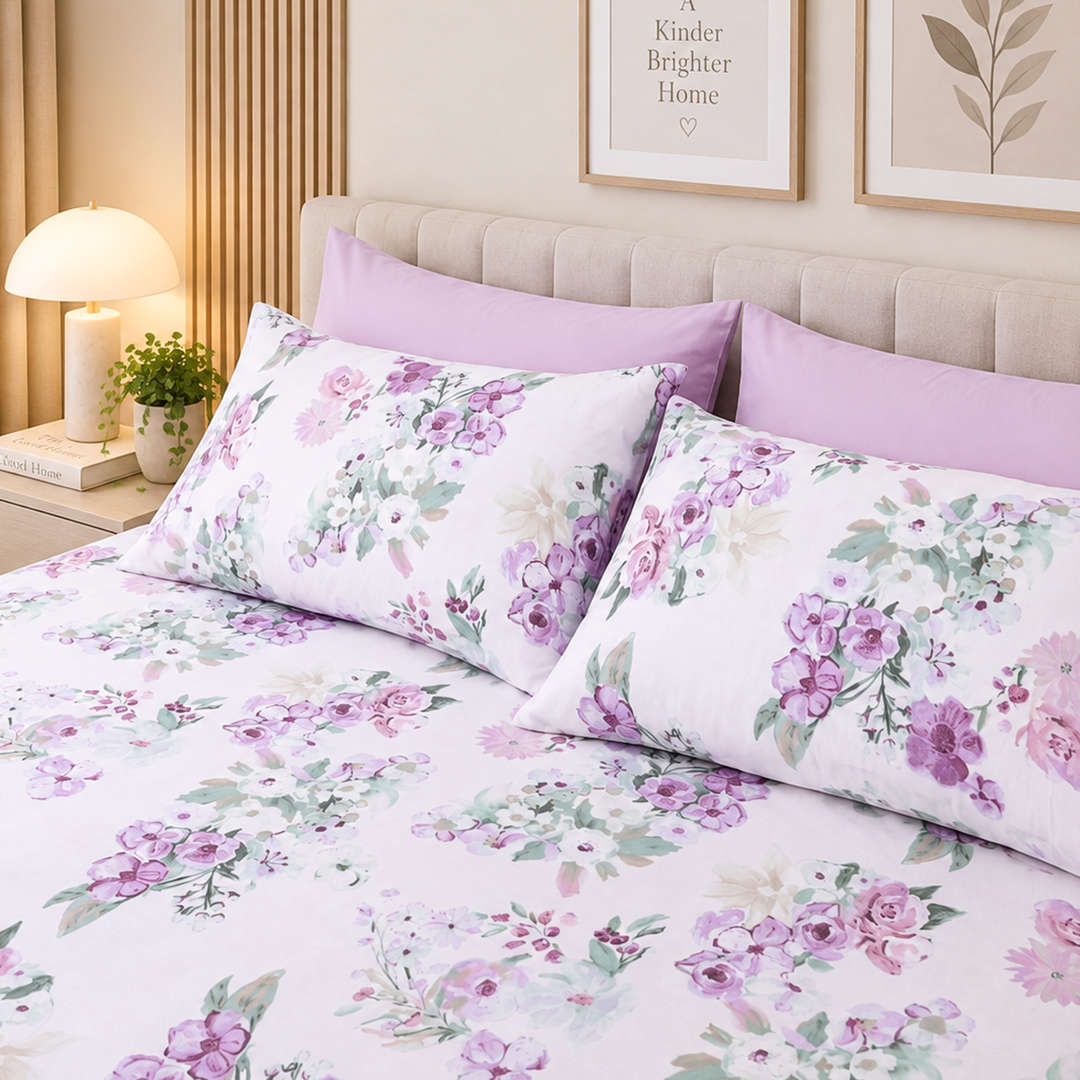 Feather Gold 5 Pcs Printed Fitted Sheet Set FG-109