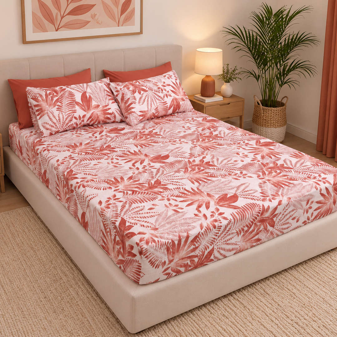 Feather Gold 5 Pcs Printed Fitted Sheet Set FG-103