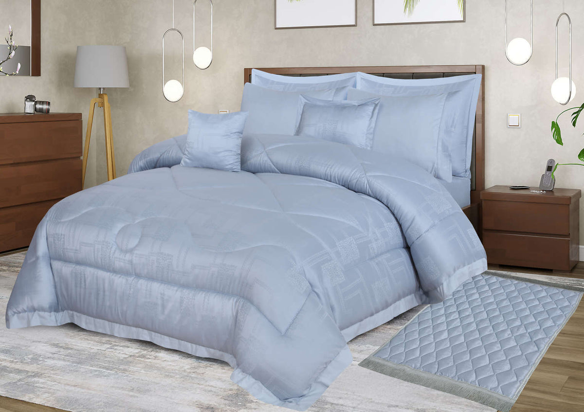 Textured Quilted Comforter Set 9 pcs with cuff
