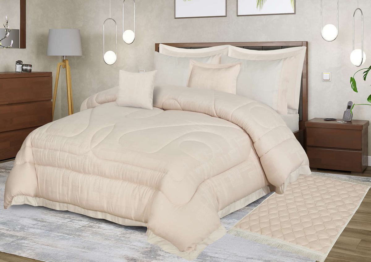 Textured Quilted Comforter Set 9 pcs with cuff