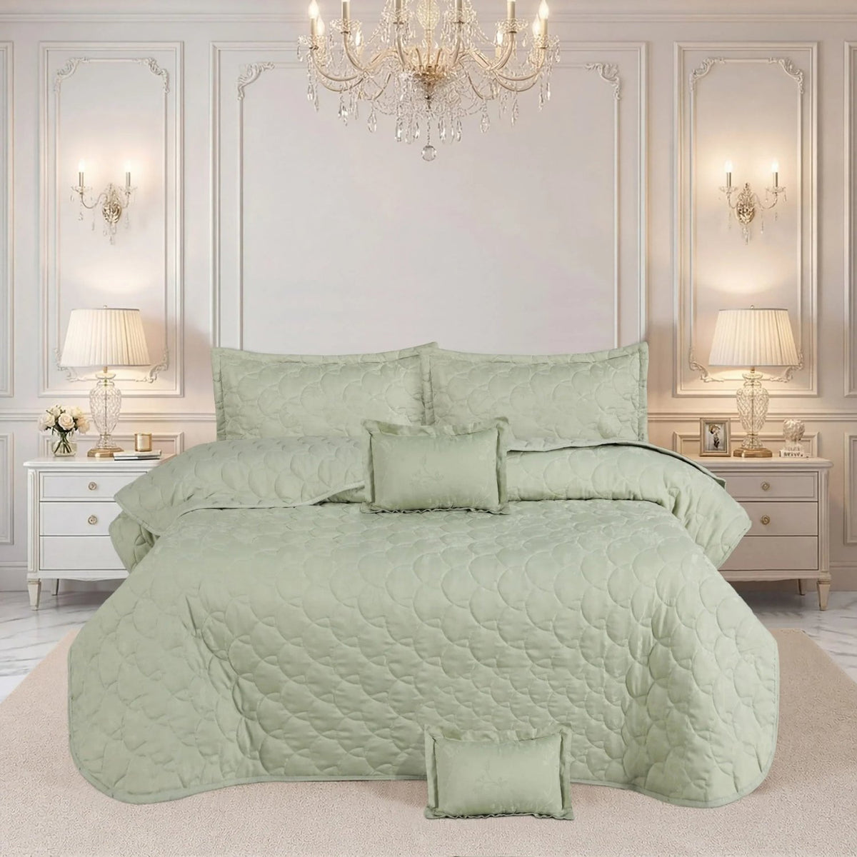 Spring collection – 5 Pcs Bedspread Set - L-Green 02