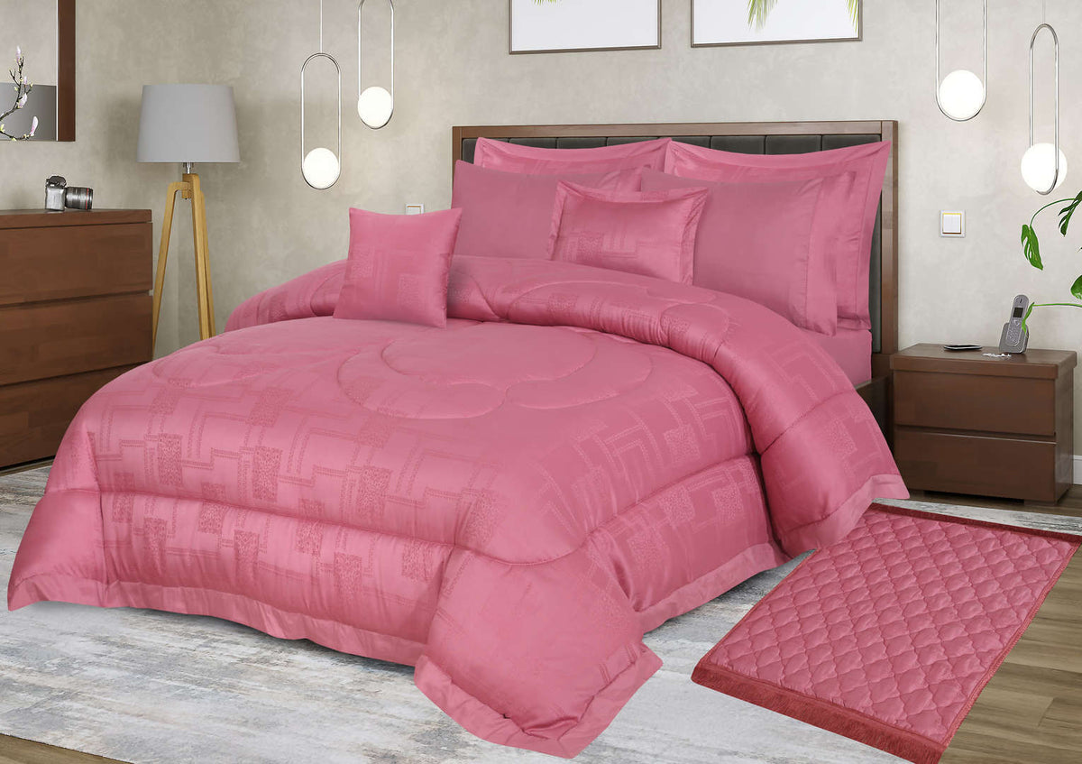 Textured Quilted Comforter Set 9 pcs with cuff