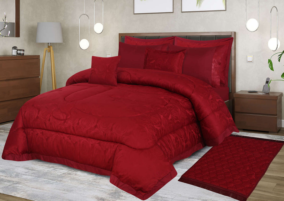 Textured Quilted Comforter Set 9 pcs with cuff