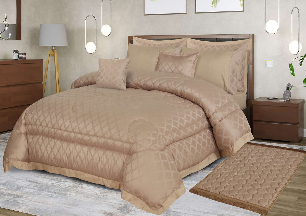 Textured Quilted Comforter Set 9 pcs with cuff
