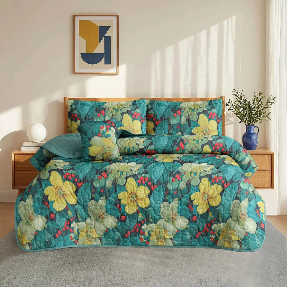 Mellow - Emerald Bloom 5 PCS Bedspread