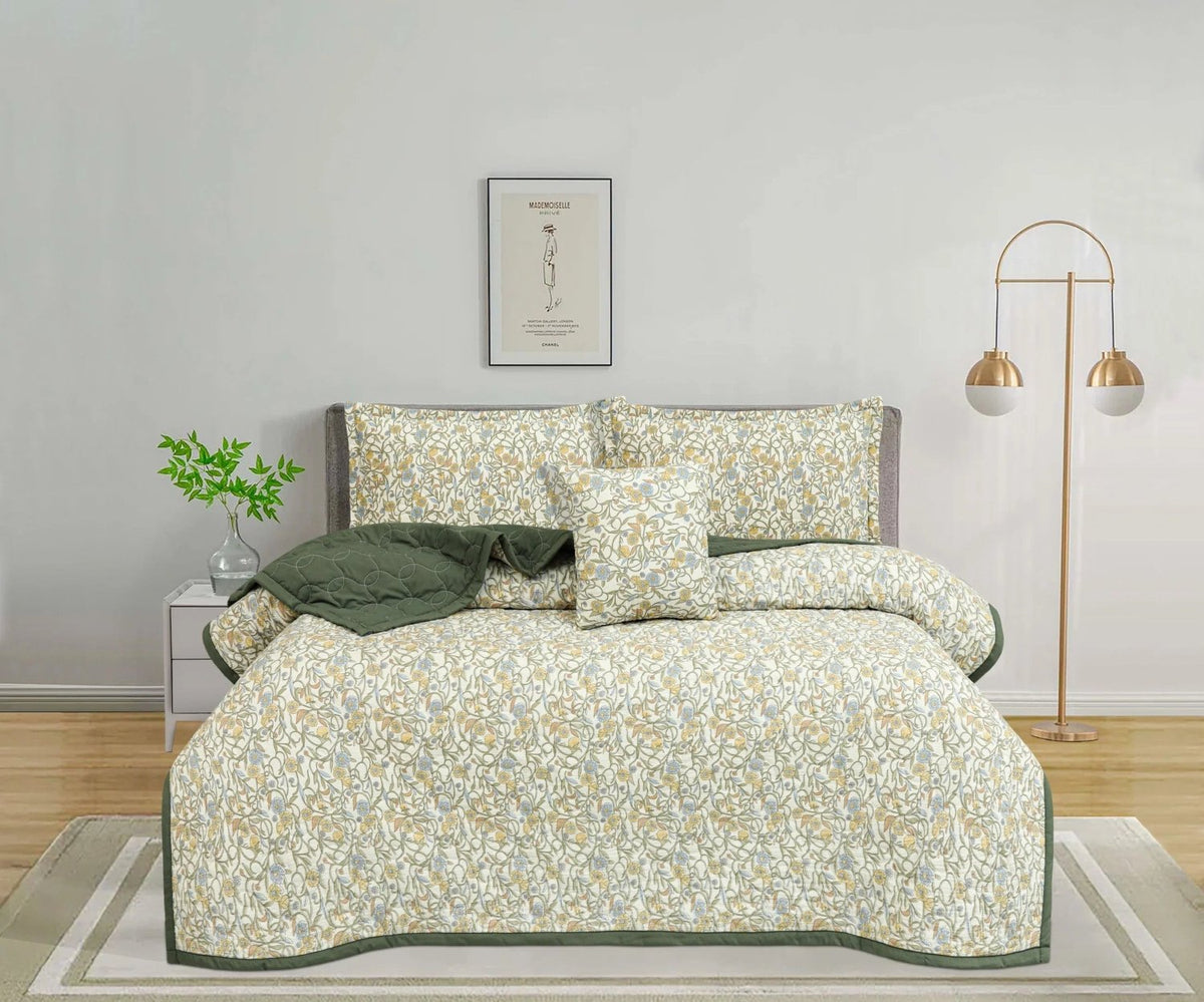 Lovely Linen Golden Vine 5 PCS Bedspread