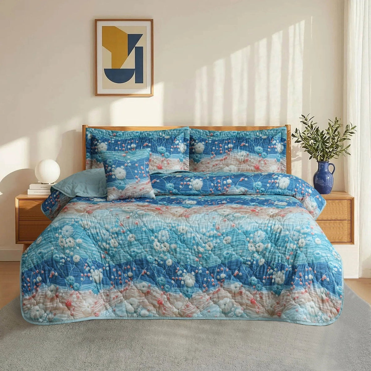 Mellow - Ocean Mist Floral 5 PCS Bedspread
