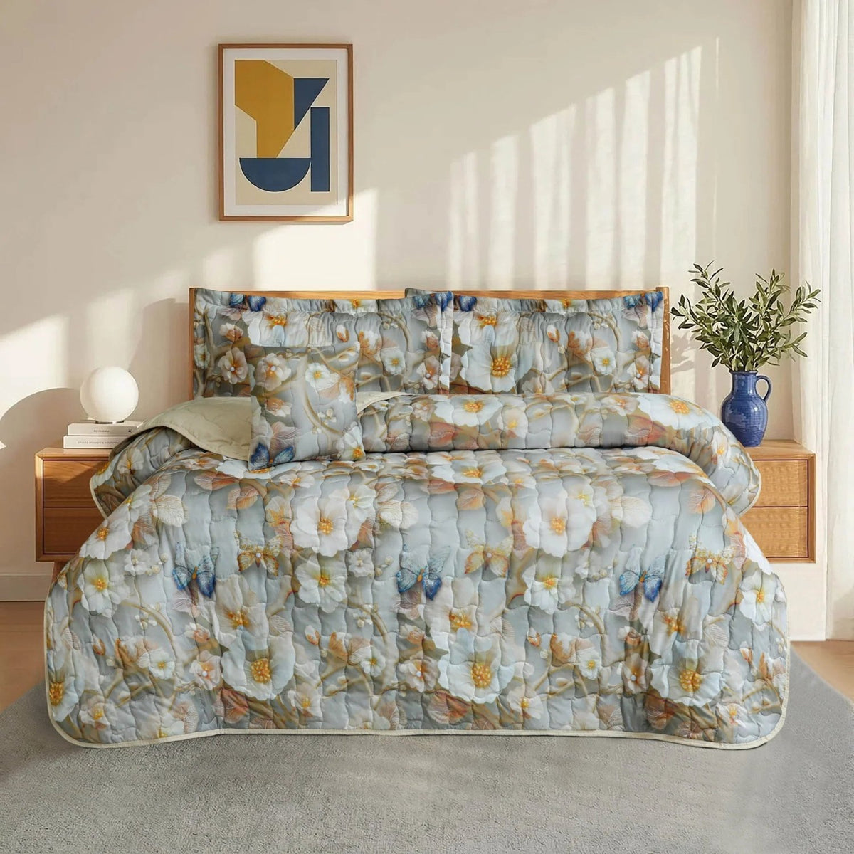 Mellow - Silver Magnolia 5 PCS Bedspread
